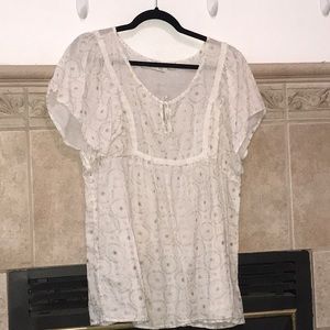 Gold foil accent peasant shirt